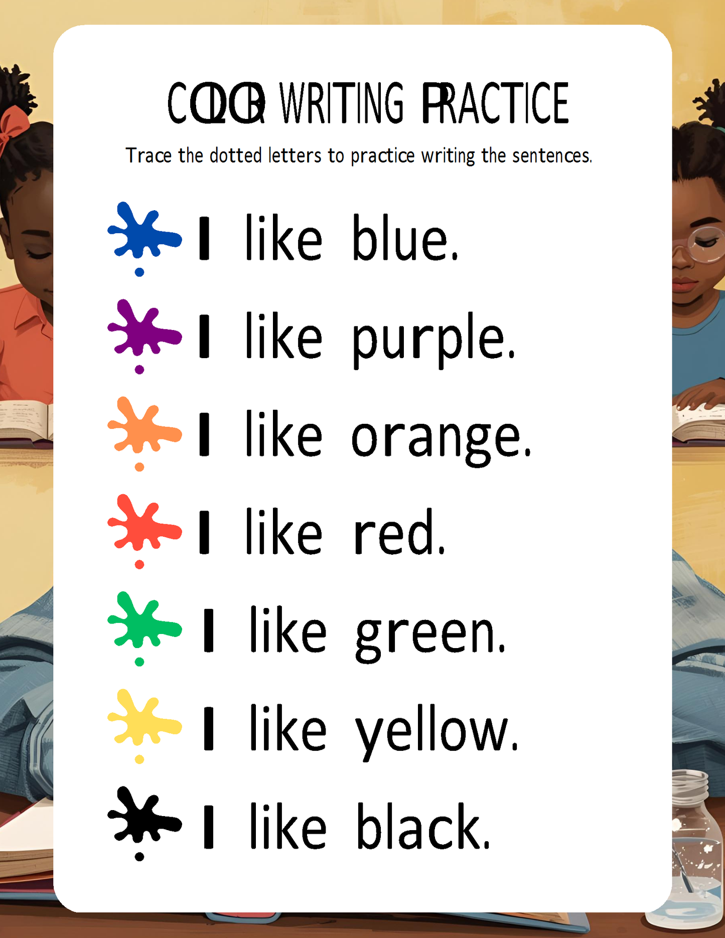 Melanated Minds Online Writing Practice Worksheets Grade 1