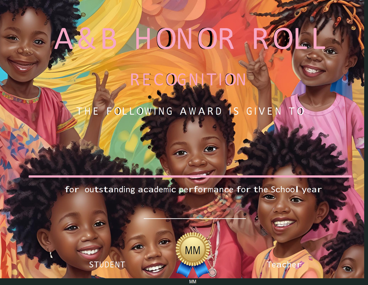 Melanated Minds Online AB Honor Roll Student Certificate