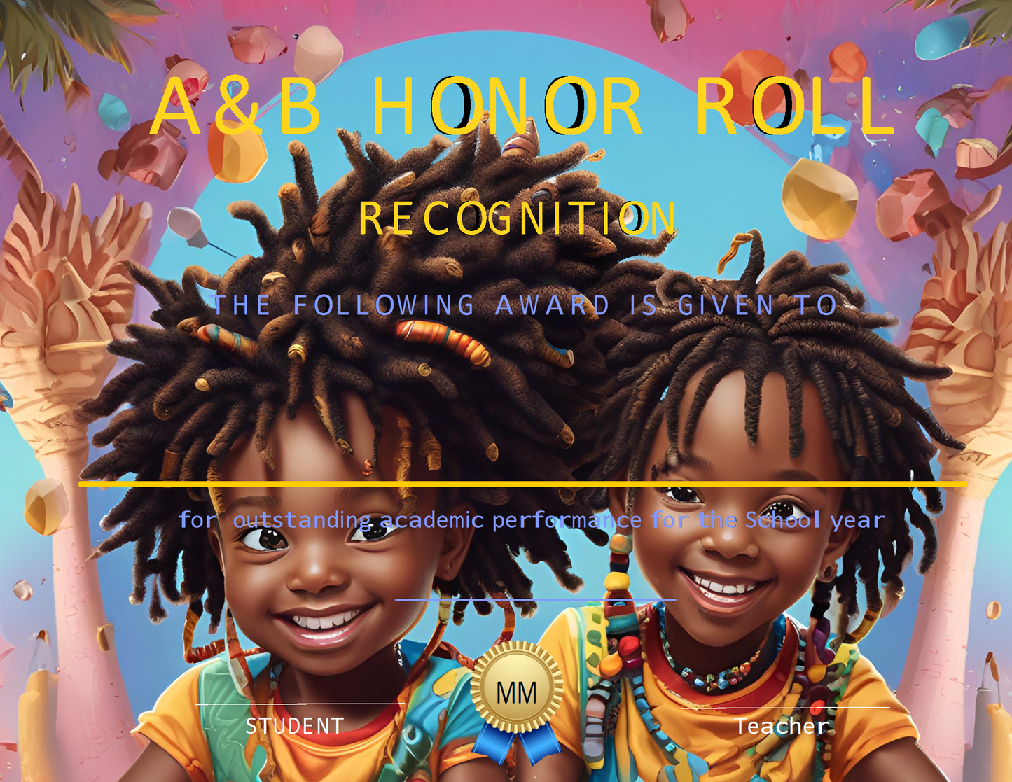 Melanated Minds Online AB Honor Roll Student Certificate