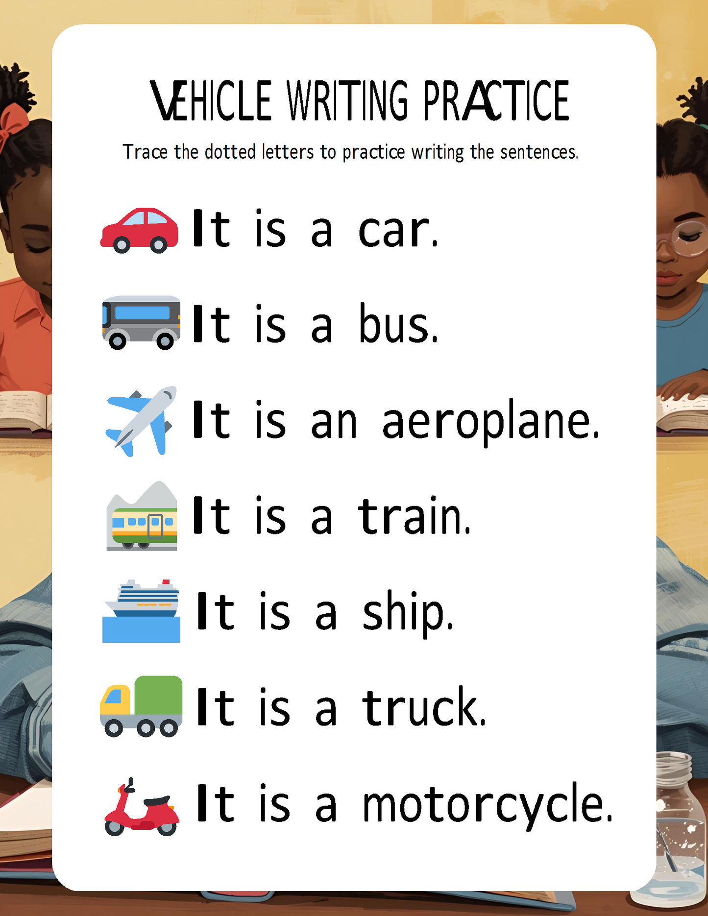 Melanated Minds Online Writing Practice Worksheets Grade 1