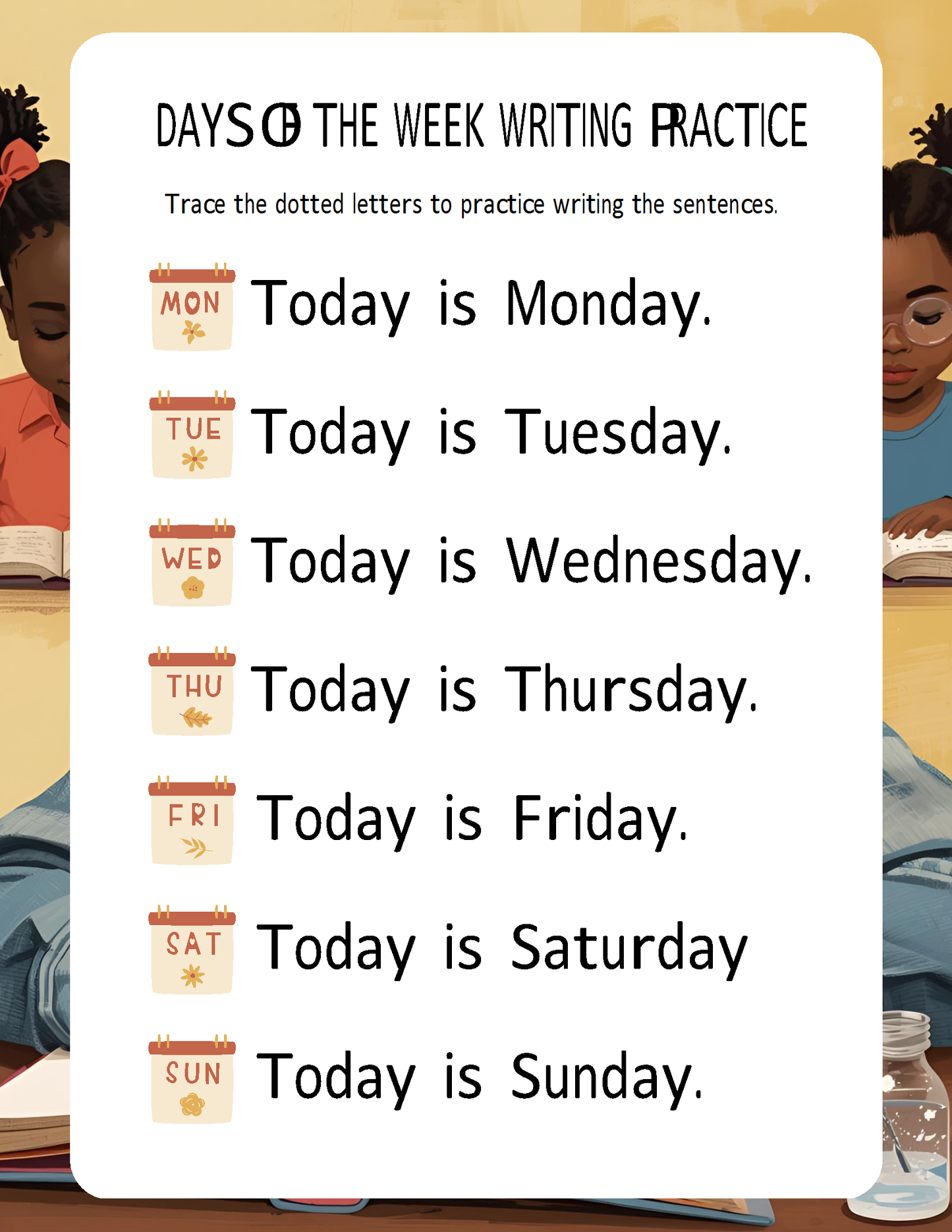 Melanated Minds Online Writing Practice Worksheets Grade 1